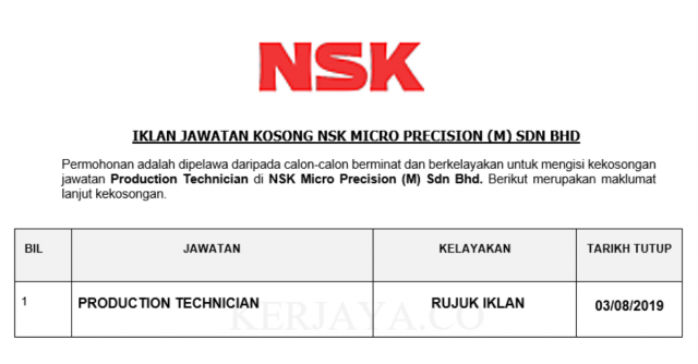 NSK Micro Precision ~Production Technician