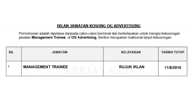 OG Advertising ~ Management Trainee