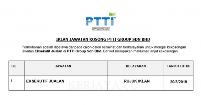 PTTI Group ~ Eksekutif Jualan