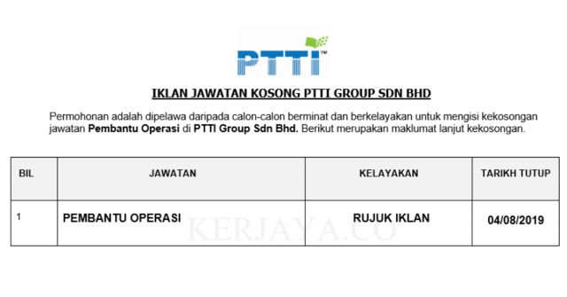 PTTI Group ~ Pembantu Operasi