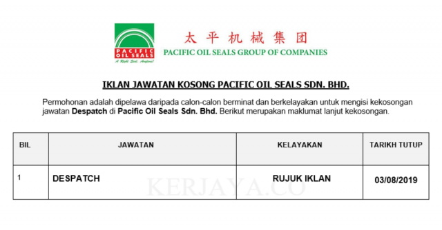 Pacific Oil Seals ~ Despatch
