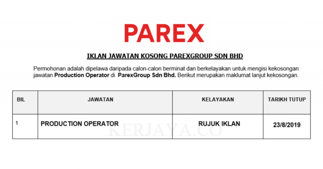 ParexGroup ~ Production Operator