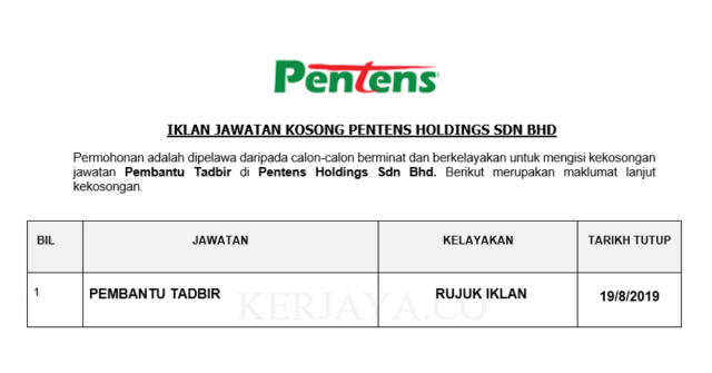 Pentens Holdings ~ Pembantu Tadbir