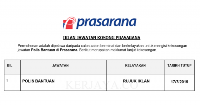 Temuduga Terbuka Polis Bantuan Prasarana
