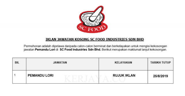 Pemandu Lori SC Food Industries