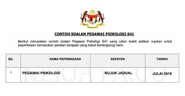 Contoh Soalan Pegawai Psikologi S41 ~ Kaji Selidik Personaliti, Matematik & Kefahaman Bahasa Inggeris