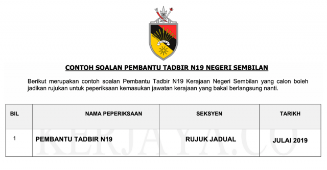 Contoh Soalan Pembantu Tadbir N19 Negeri Sembilan ~ Soalan Kefahaman Bahasa Inggeris & Matematik