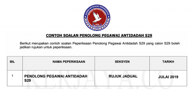Contoh Soalan Penolong Pegawai Antidadah S29 ~ Kaji Selidik Personaliti, Matematik & Kefahaman Bahasa Inggeris