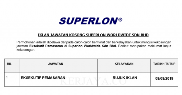 Superlon Worldwide ~ Eksekutif Jualan