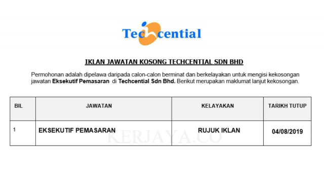 Techcential ~ Eksekutif Pemasaran