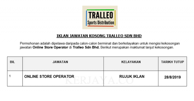 Tralleo ~ Online Store Operator