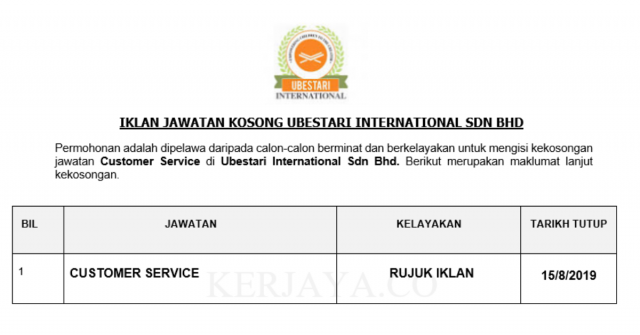 Ubestari International ~ Customer Service