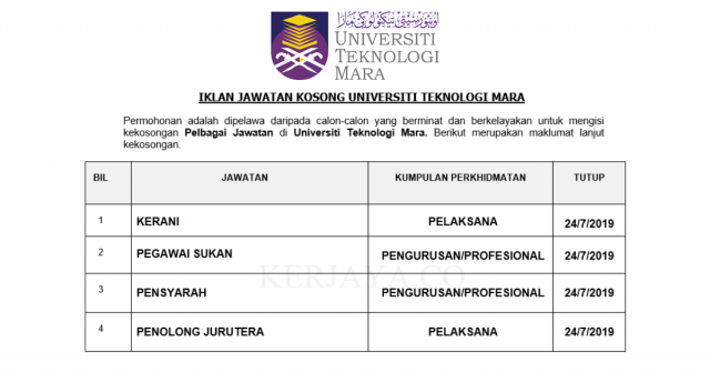 Universiti Teknologi Mara ~ Kerani, Pegawai Sukan, Pensyarah & Jurutera