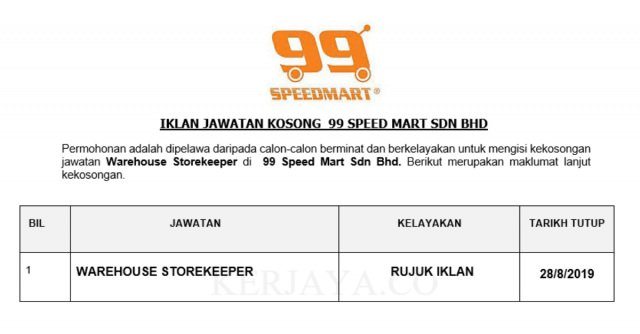 99 Speed Mart ~ Warehouse Storekeeper