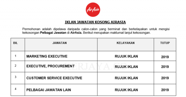 Air Asia Berhad ~ Pelbagai Kekosongan