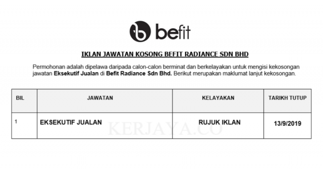 Befit Radiance ~ Eksekutif Jualan