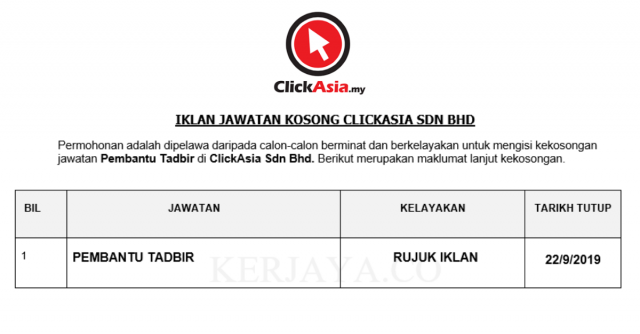 ClickAsia ~ Pembantu Tadbir