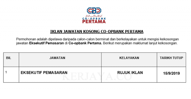 Co-opbank Pertama ~ Eksekutif Pemasaran