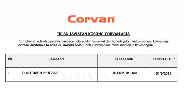 Corvan Asia ~ Customer Service