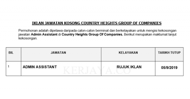 Country Heights Group ~ Admin Assistant