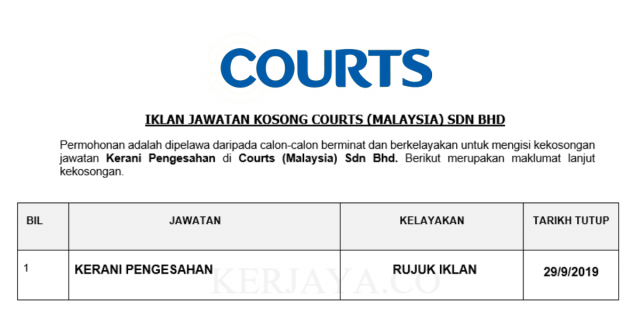 Courts ~ Kerani Pengesahan
