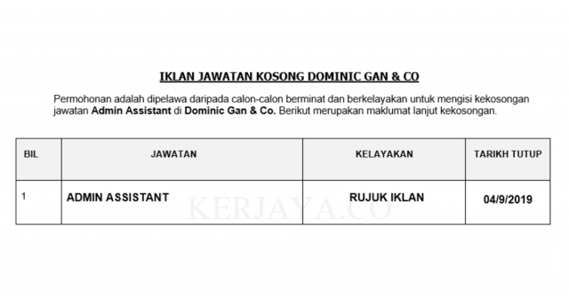 Dominic Gan & Co ~ Pembantu Tadbir