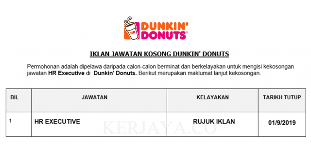 Dunkin’ Donuts ~ HR Executive