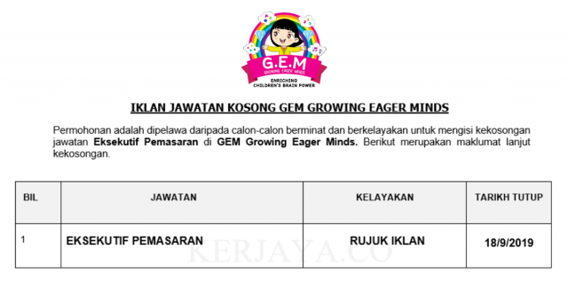 GEM Growing Eager Minds ~ Eksekutif Pemasaran