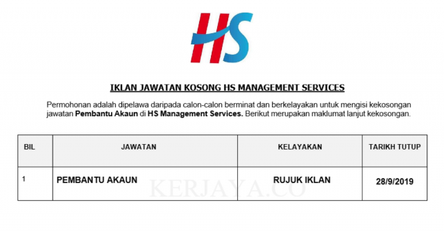 HS Management Services ~ Pembantu Akaun