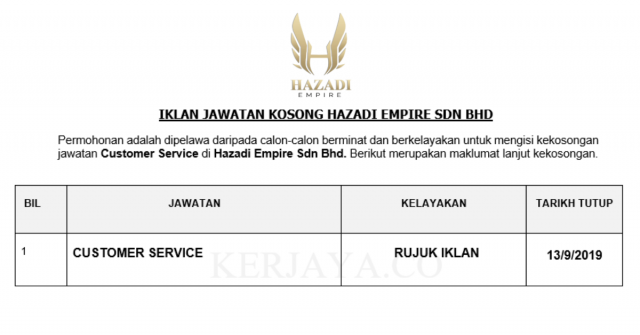 Hazadi Empire ~ Customer Service