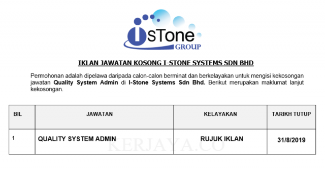 I-Stone Systems ~ Quality System Admin