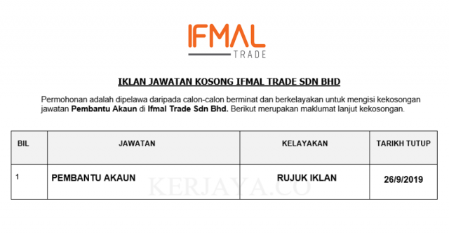 Ifmal Trade ~ Pembantu Akaun