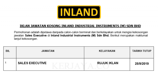 Inland Industrial Instruments ~ Sale Executive