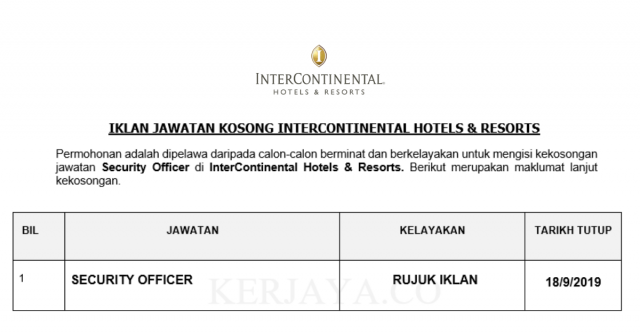 InterContinental Hotels & Resorts ~ Security Officer
