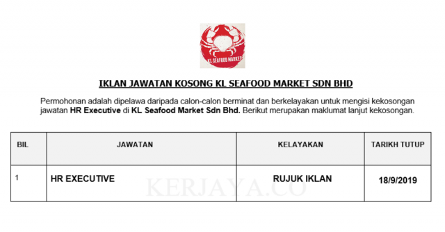 KL Seafood Market ~ Eksekutif Sumber Manusia