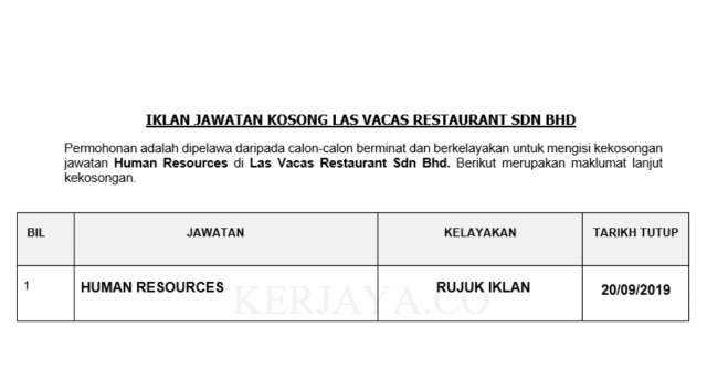 Las Vacas Restaurant ~ Human Resources
