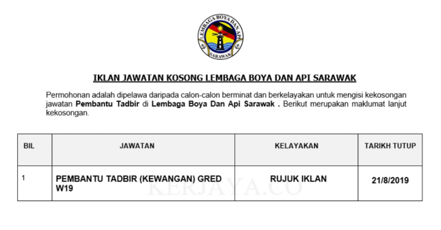 Lembaga Boya Dan Api Sarawak ~ Pembantu Tadbir