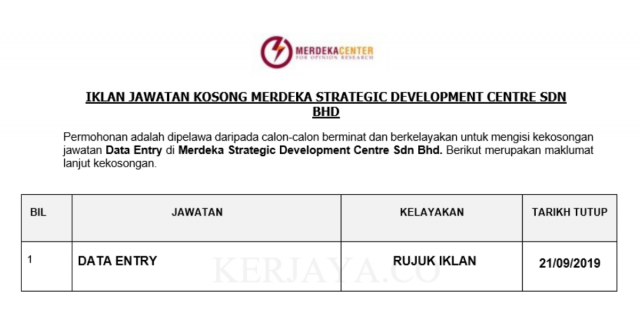 Merdeka Strategic Development Centre ~ Data Entry