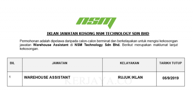 NSM Technology ~ Warehouse Assistant