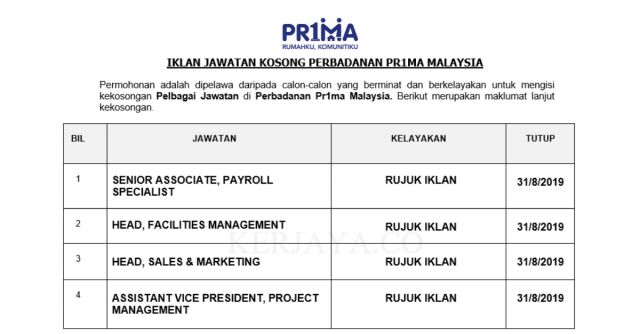 Perbadanan Pr1ma Malaysia ~ Pelbagai Kekosongan Jawatan