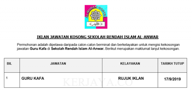 Sekolah Rendah Islam Al-Anwar ~ Guru Kafa