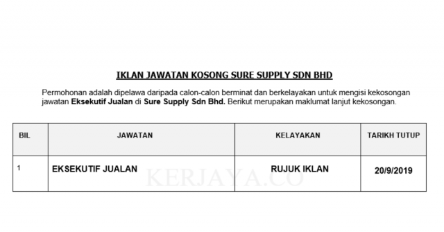 Sure Supply ~ Eksekutif Jualan