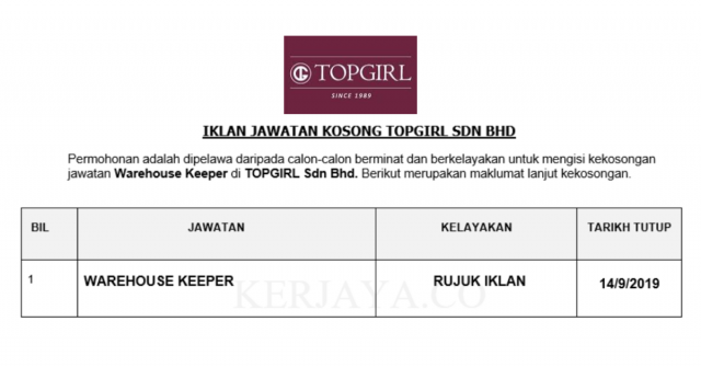 TOPGIRL ~ Warehouse keeper