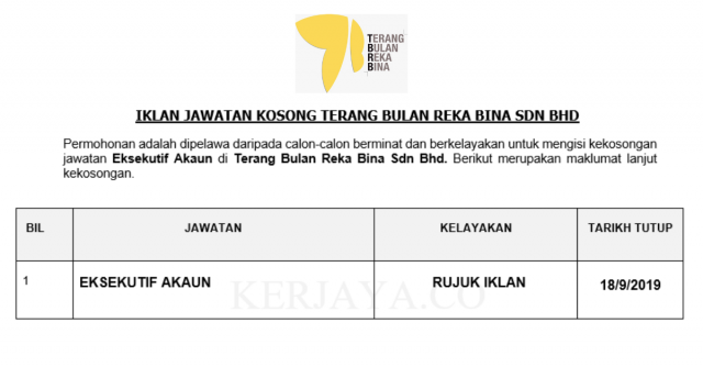 Terang Bulan Reka Bina ~ Eksekutif Akaun
