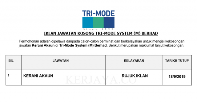 Tri-Mode System ~ Kerani Akaun