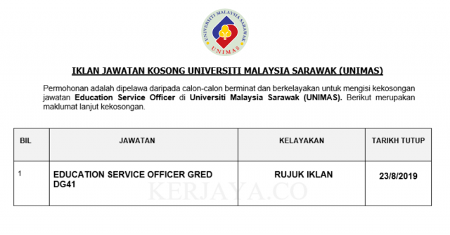 Universiti Malaysia Sarawak (UNIMAS) ~ Education Service Officer
