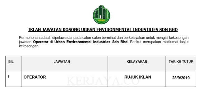 Urban Environmental Industries ~ Operator