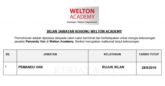 Welton Academy ~ Pemandu Van