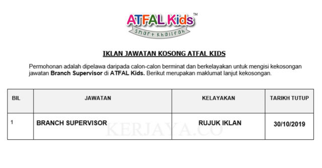 ATFAL Kids ~ Branch Supervisor