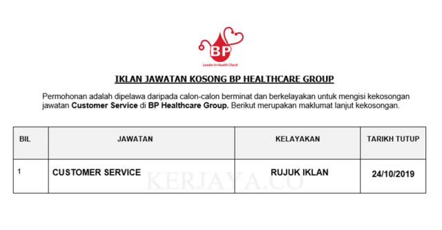 Customer Service BP Healthcare Group